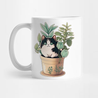 Black Cat and Plants Mug